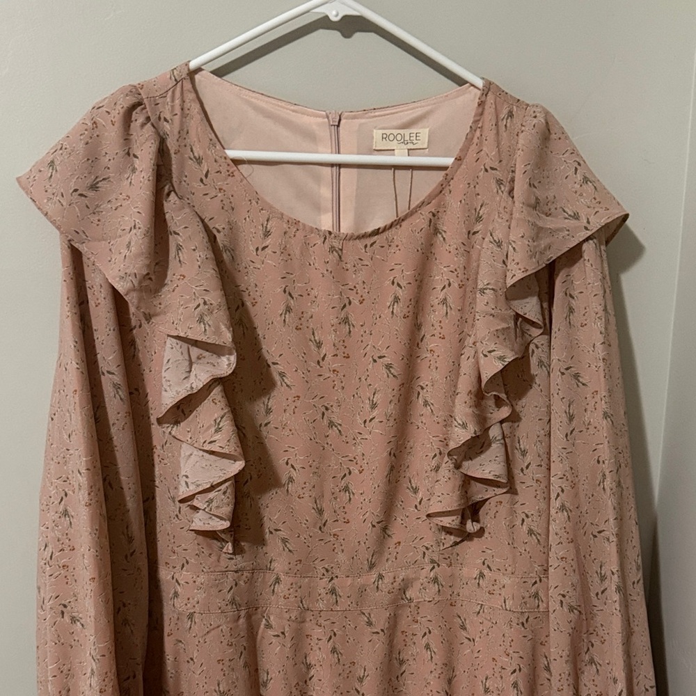 Roolee Dusty Pink Floral Ruffle Dress